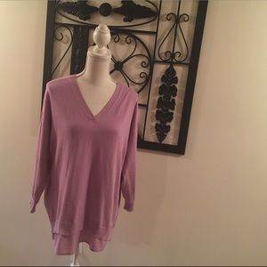 Liz Claiborne 3/4-sleeve lavender sweater L Tall
